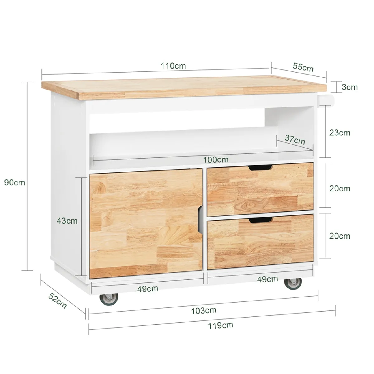 SoBuy FKW107-II-WN Chariot de cuisine