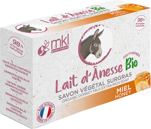 MKL Green Nature Lait D'Ânesse Du Gers Savon Végétal Surgras Miel Bio 100g