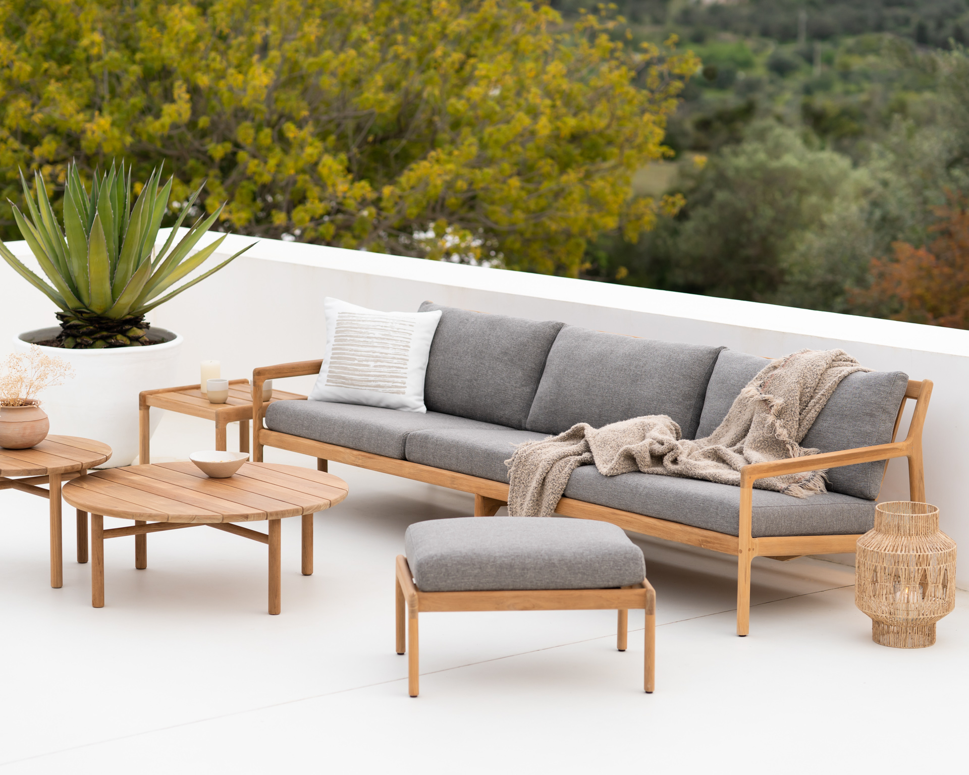 Teak Jack footstool - outdoor - naturel