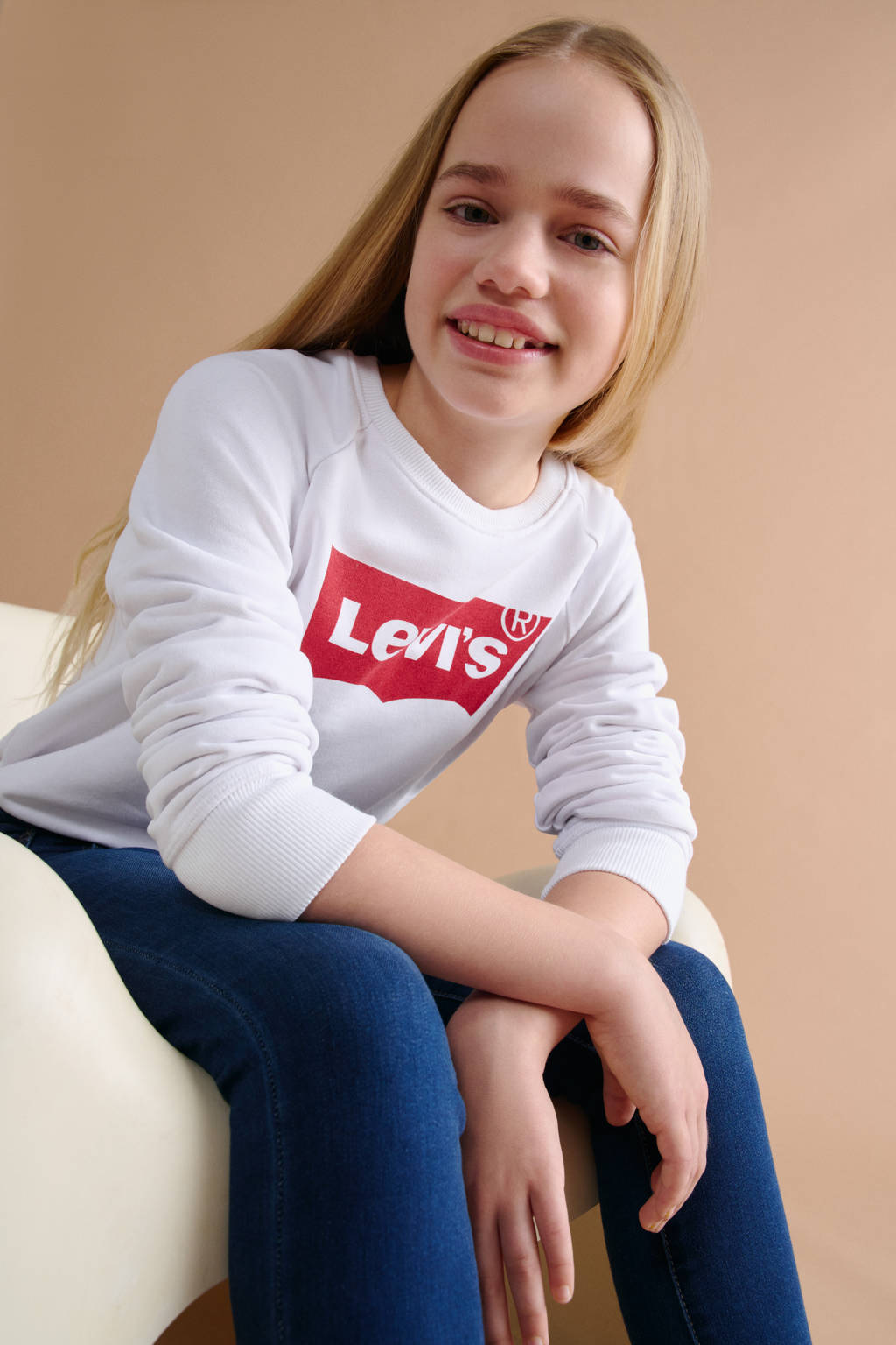 Levi's sweater Key item met logo wit