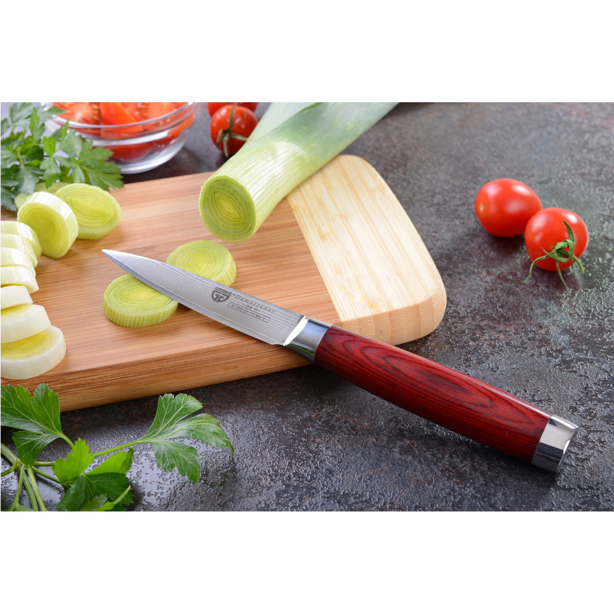 GRÄWE Gemüsemesser RED-PAKKAWOOD