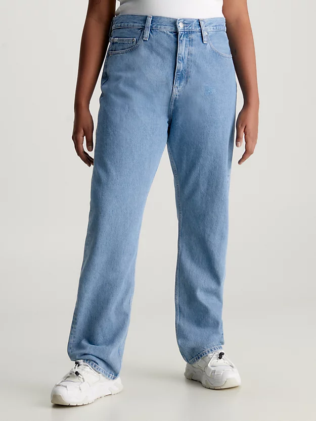 Calça jeans reta de cintura alta