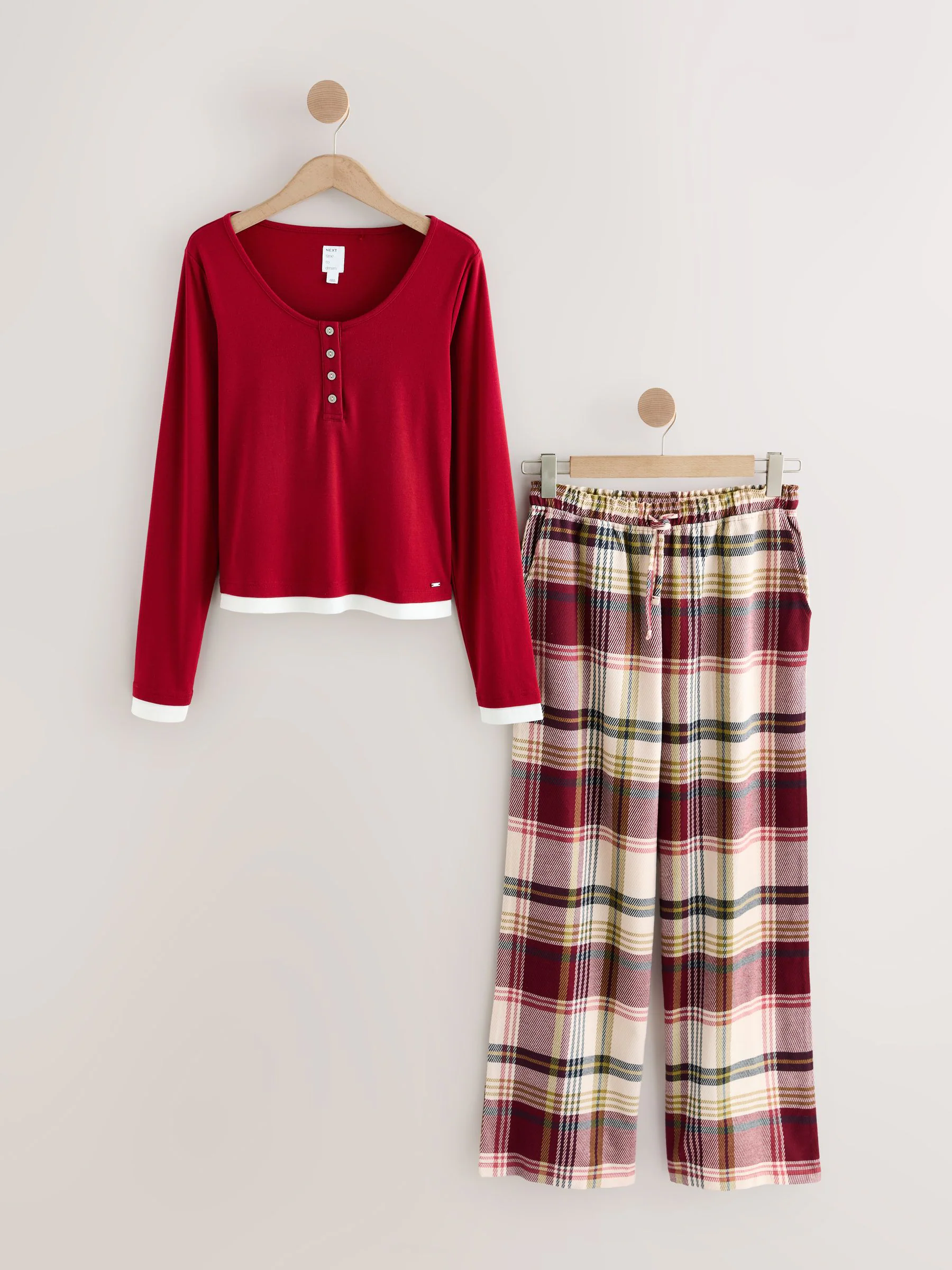 Rood geruit - Mock Layer Long Sleeve Pyjamas