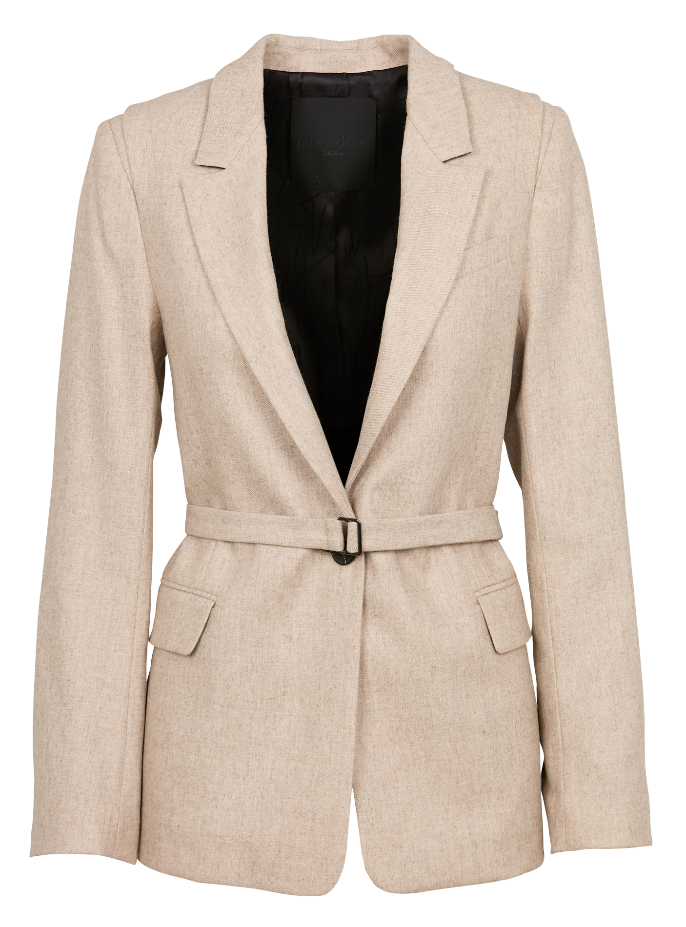 Veste tailleur droite en laine mélangée | Beige