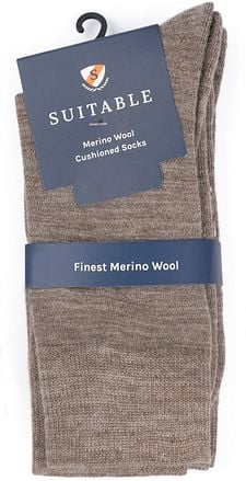 Suitable Merino Sokken Taupe 2-Pack 989620103000-Taupe-2 pack kopen