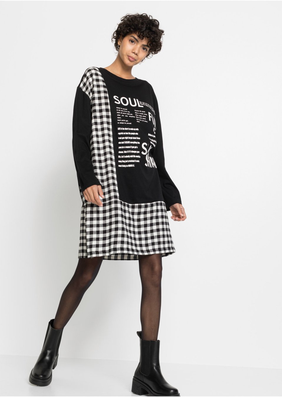 Robe avec empiècement tissé