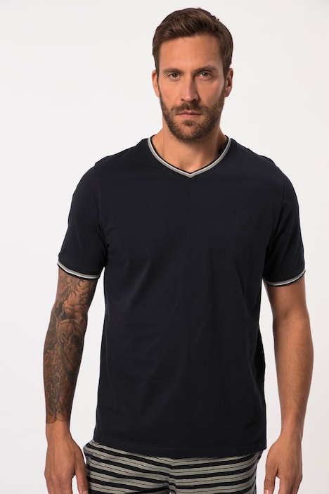 Schlafanzug, Homewear, kurzer Zweiteiler, T-Shirt, geringelte Shorts, bis 8 XL