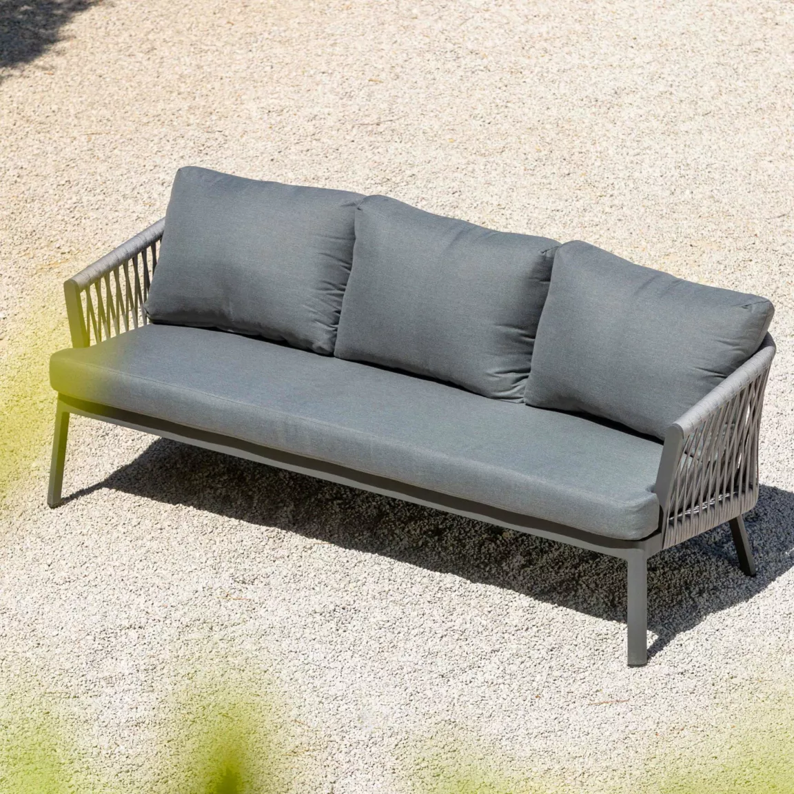 Canapé de jardin en aluminium 3 places Amalfi Gris anthracite