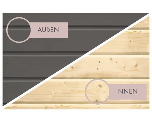 Karibu Talos 2 saunacabine zonder oven, houten deur en isolatieglas, terragrijs
