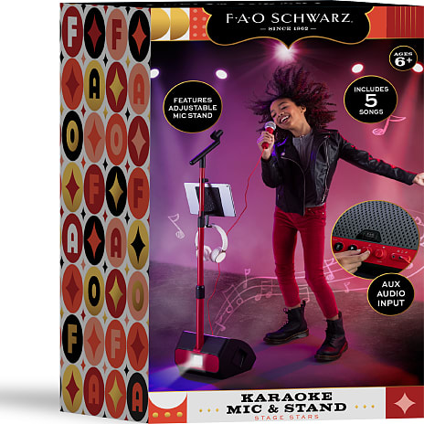 FAO Schwarz Karaoke sæt med mikrofon, højtaler og holder