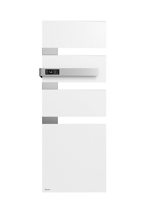 Sèche-serviettes électrique à inertie fluide Sauter Alutu blanc mât à gauche 750W