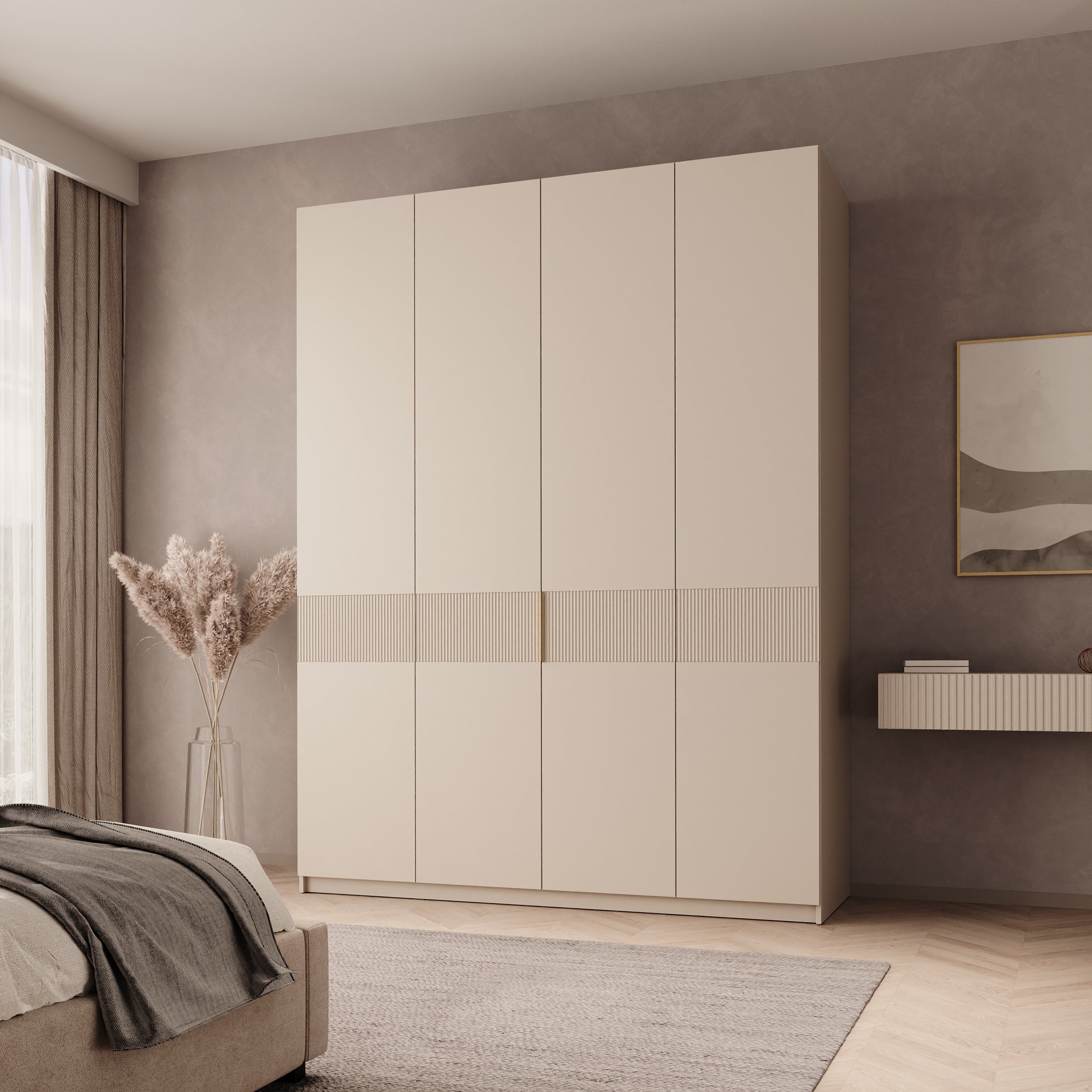 Zelvai - Kledinkast 4-deurs - Beige - 180x60x237 cm