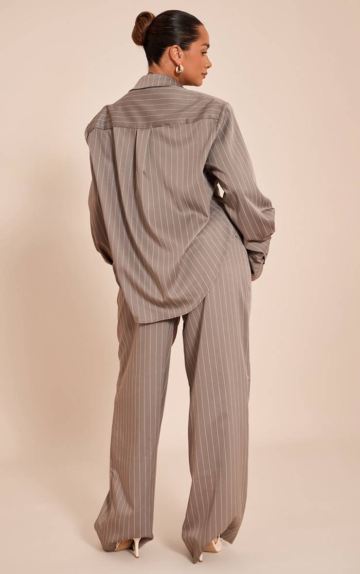 Gris Pantalon Large À Rayures Fines Shape