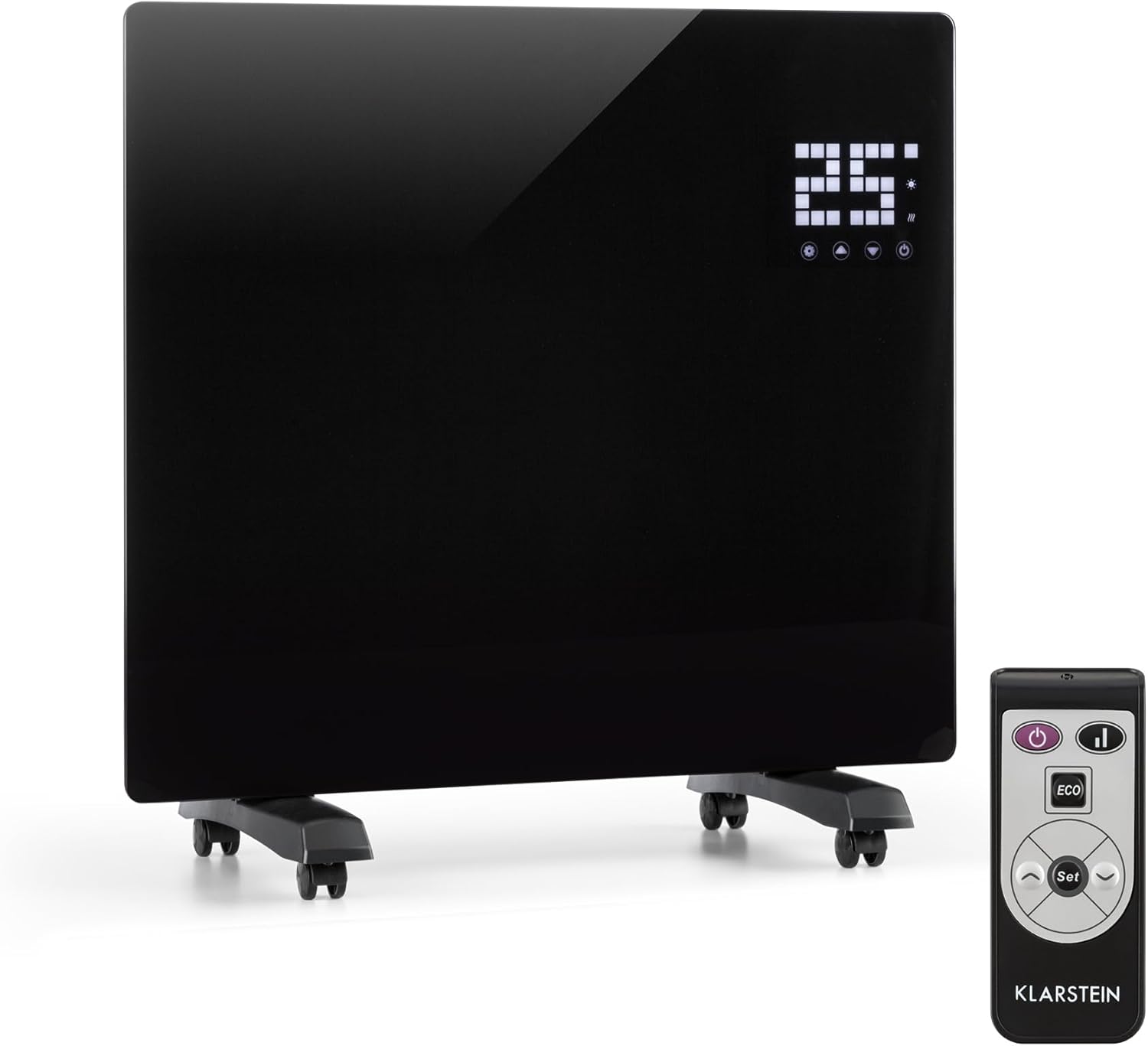 Klarstein Elektroheizung, Konvektor-Heizung mit Bodenrollen, Mobile Elektroheizung Energiesparend, Schlanke, Leise Heizung Elektrisch, Standgerät Heizkörper Elektrisch mit Thermostat, 1000 W