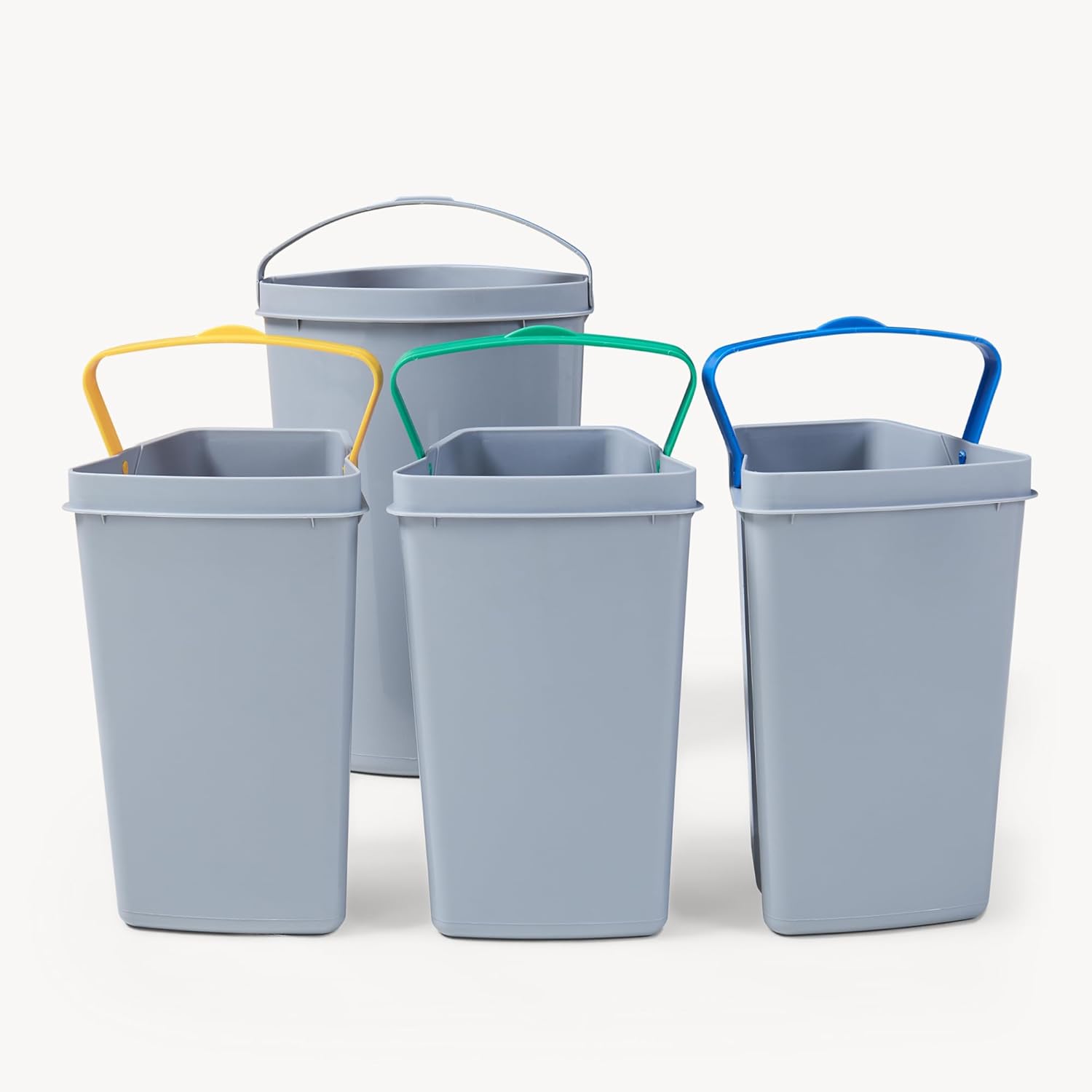 [en.casa] Einbau-Mülleimer Küche Kollby Mülltrennsystem 4fach für Unterschrank 50 cm breit 3 x 6L+1 x 12L Einbaumülleimer schwenkbar mit Deckel Grau
