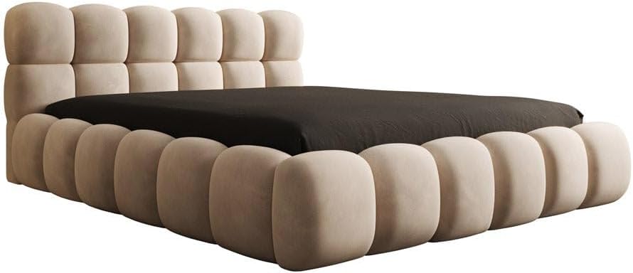 Luxusbetten24 Designer Polsterbett Boston Samt 180x200 mit Stauraum | Bezug: Samt | Farbe: Beige