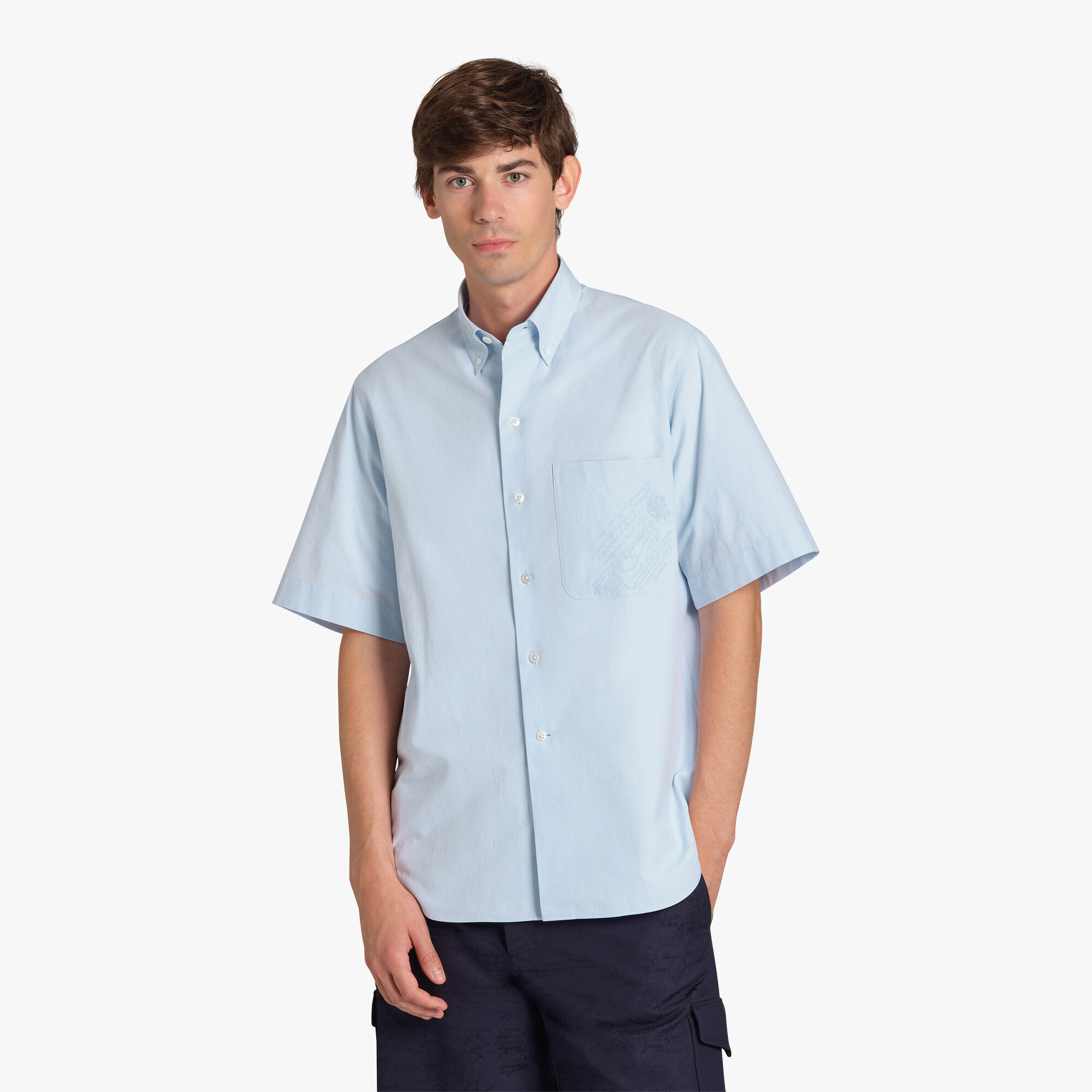 Chemise À Manches Courtes En Coton Avec Poche Scritto