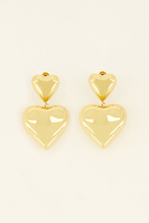 Statement oorbellen met twee hartjes