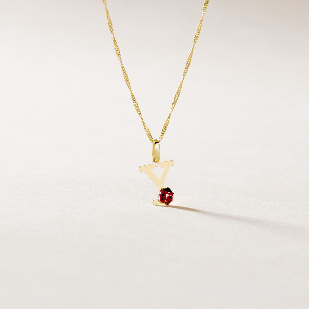 Pendentif Helidie Coccinelle Lettre Or Jaune