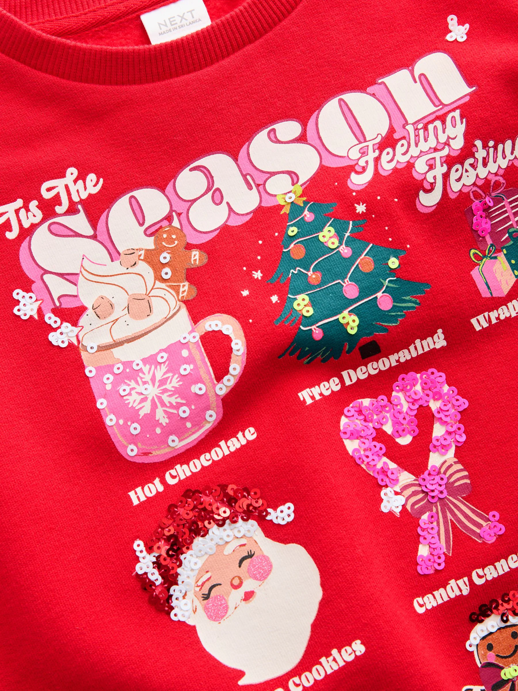 Rood Tis the Season feestelijke iconen - Kersttrui-sweatshirt (3-16jr)