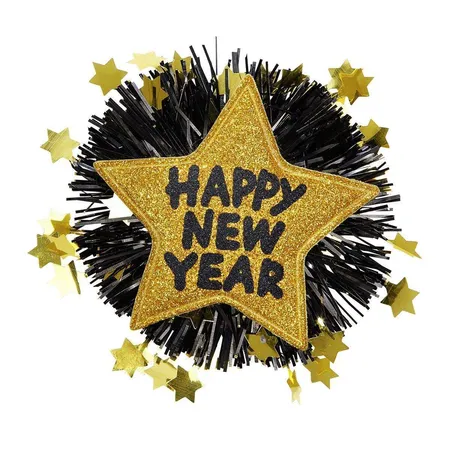 Widmann Brosche Happy New Year, schwarz / gold, 12 cm
