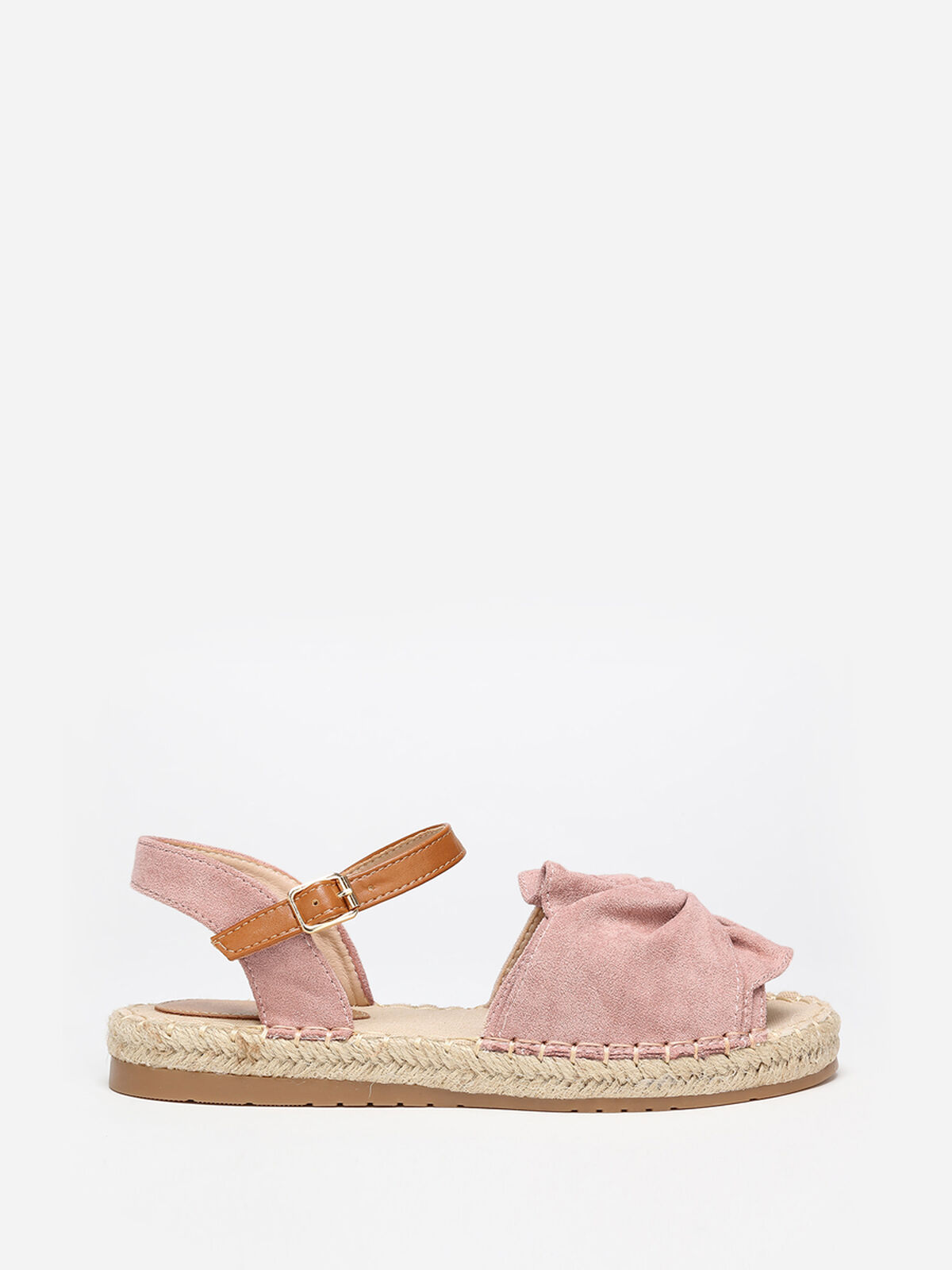 Espadrilles peep toes à bride nouée- Rose
