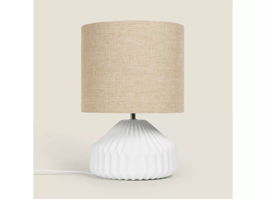 Lampe à Poser Porcelaine et Tissu Monduver Blanc