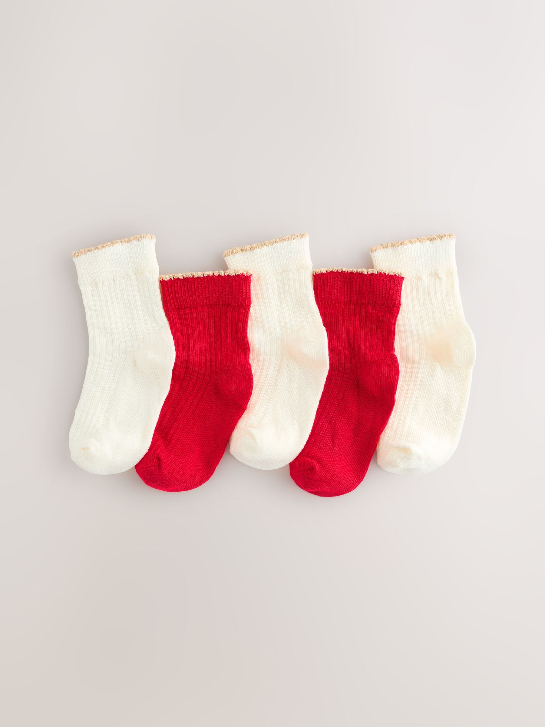 Rood - Verpakking van 5 glinsterende Kerstmis Baby Sokken (0mnd -2jr)