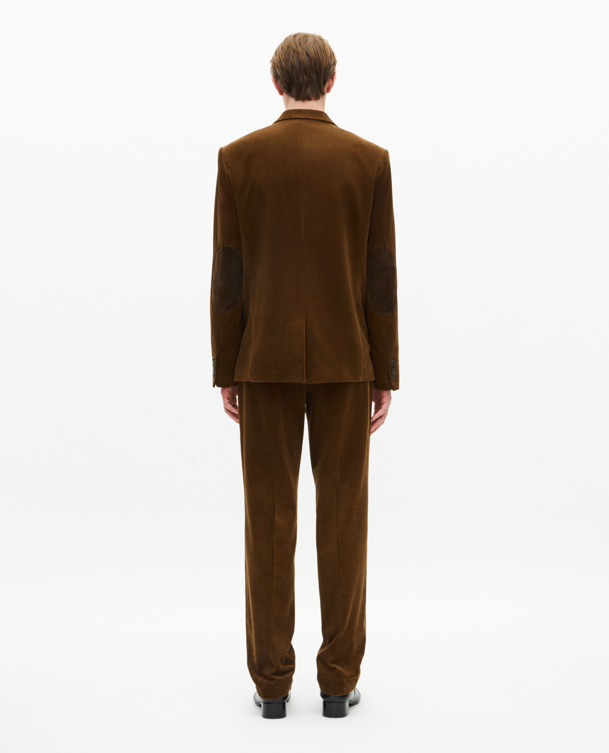 Veste de costume en velours côtelé marron