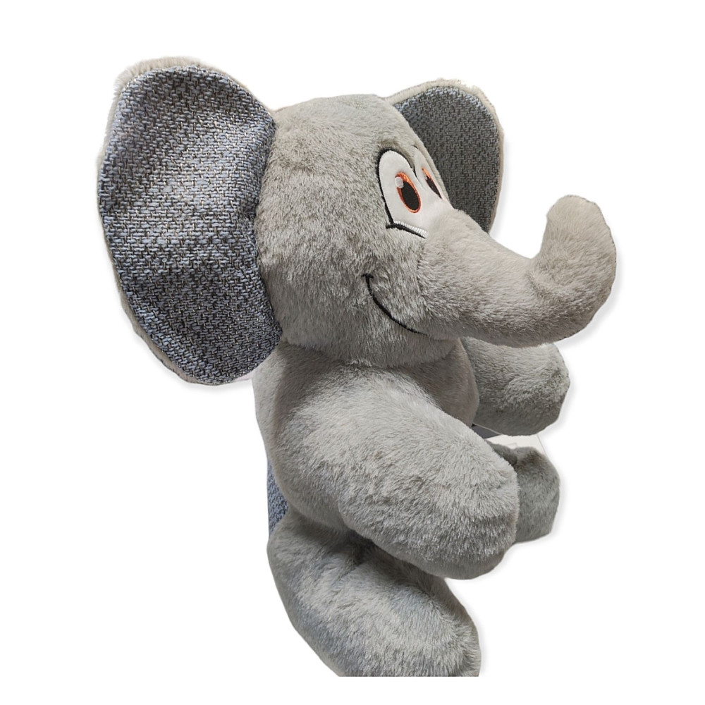 Peluche henny éléphant gris hauteur 38 cm jouet pour chien
