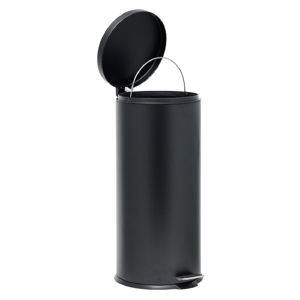 Poubelle ronde à pédale métal Noir 30l