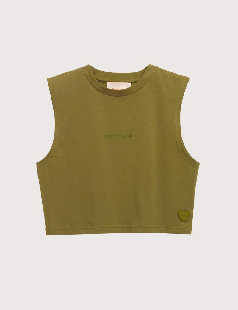 GERTRUDE&GASTON CROP TOP SANS MANCHES CALYPSO KAKI