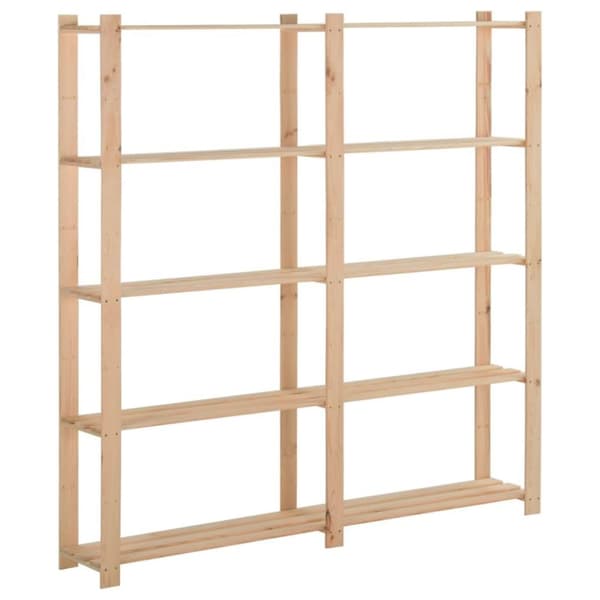 vidaXL Oppbevaringshylle 5 etasjer 170x28,5x170 cm heltre furu