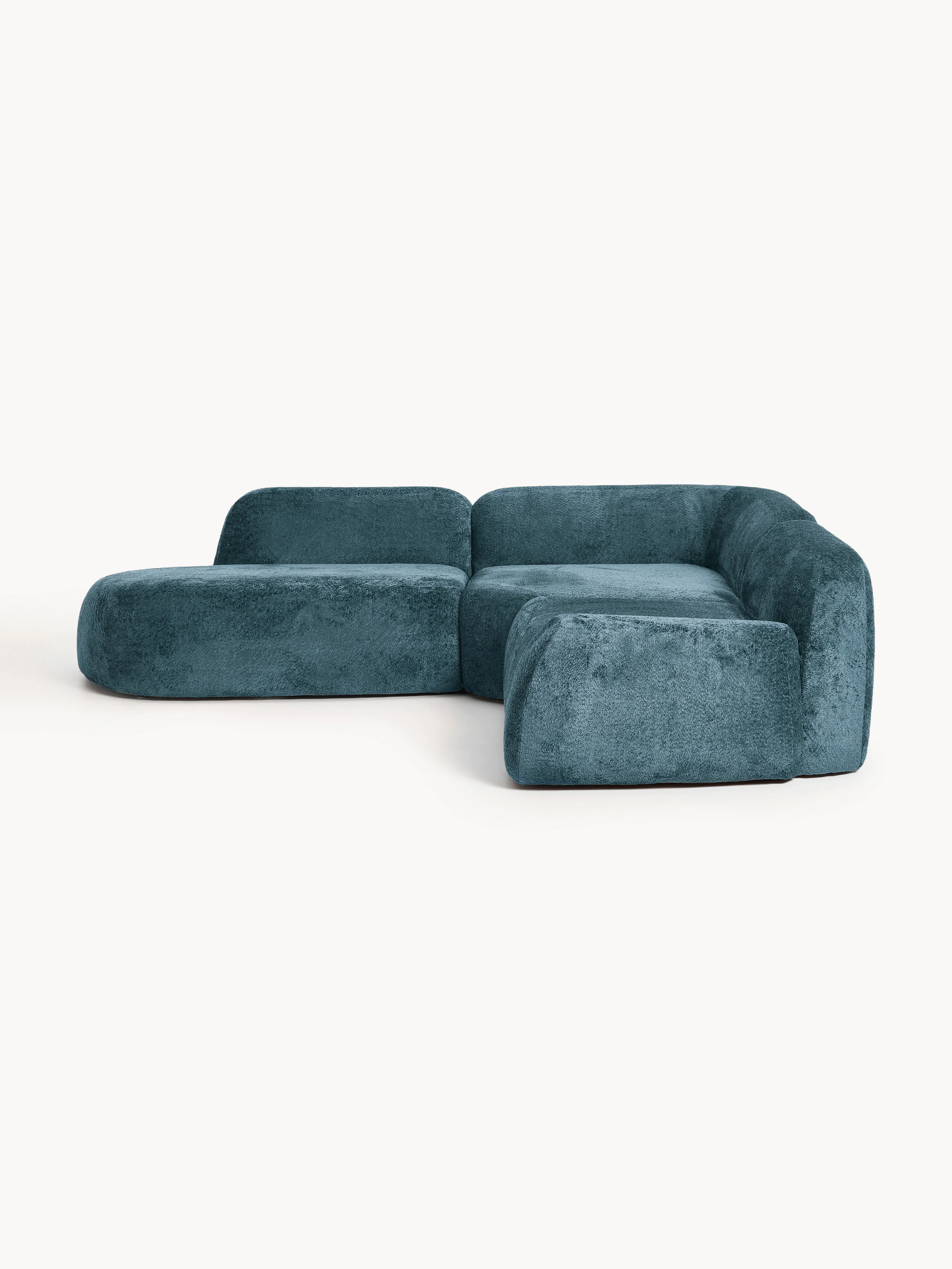 Modulaire teddy-bouclé hoekbank Wolke (4-zits) met chaise longue