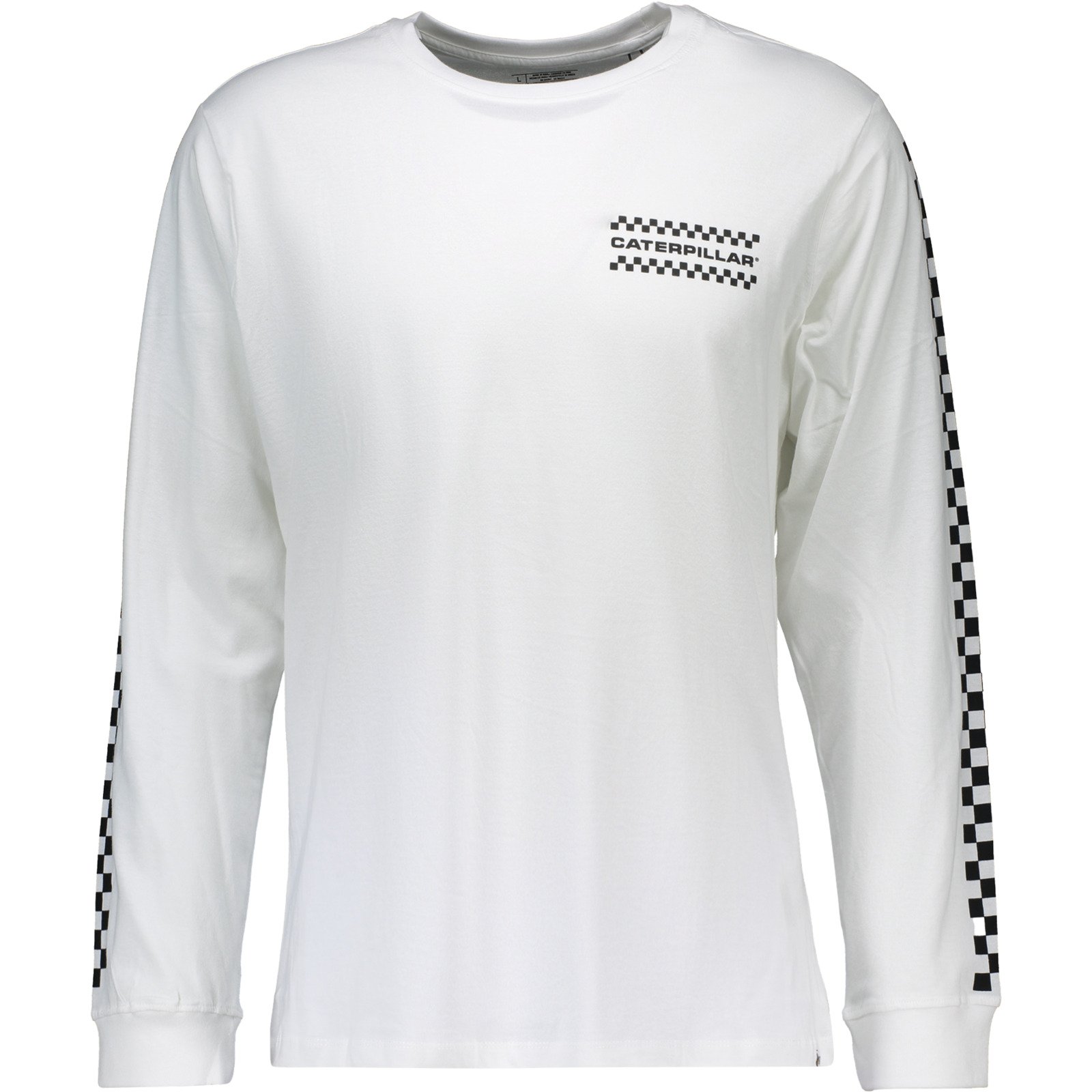 Caterpillar Herren-Langarmshirt Checker XL, weiss
