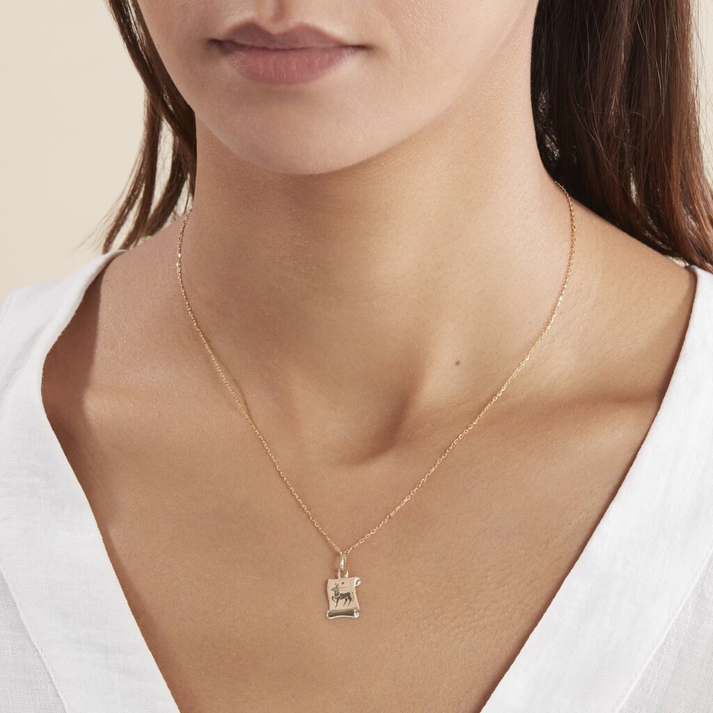 Pendentif Lamie Zodiaque Parchemin Or Jaune