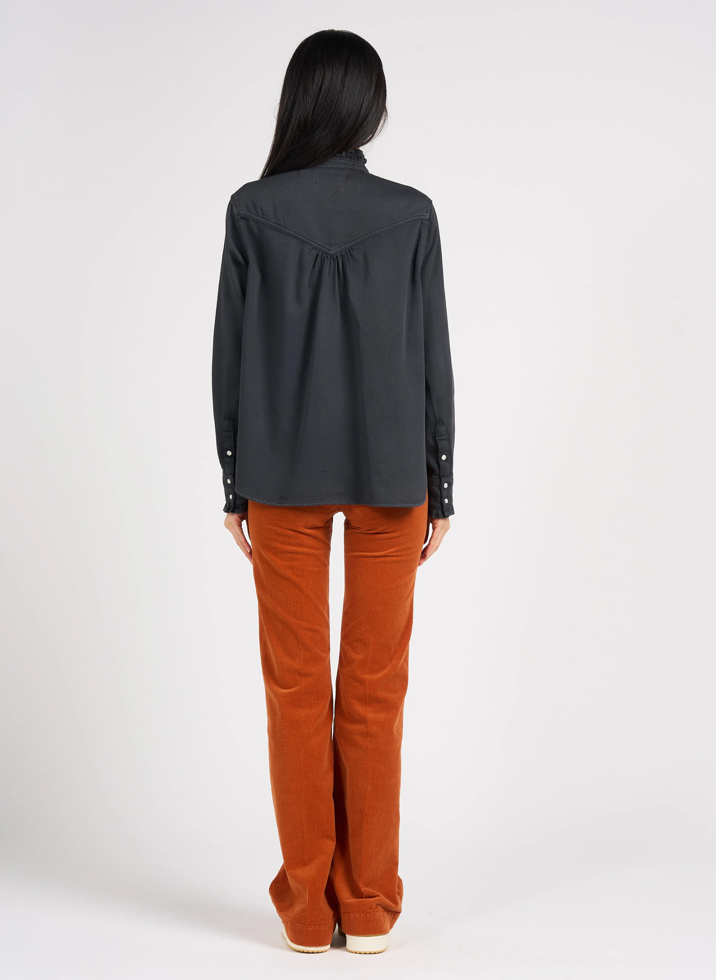 Pantalon patte d'eph en coton mélangé | Orange