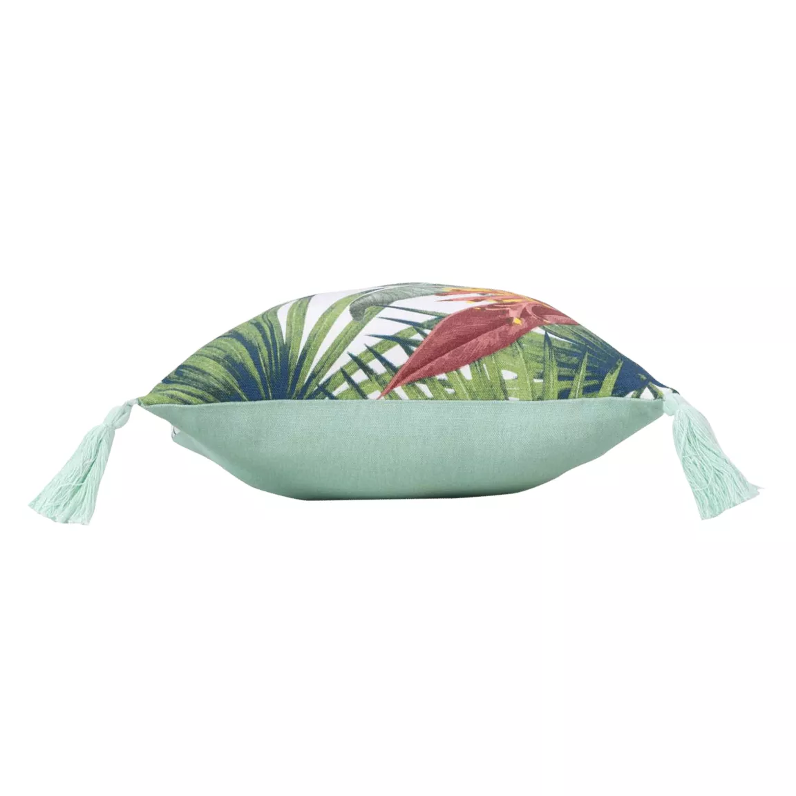 Coussin rectangulaire coton pompons (30 x 50 cm) Eden Vert