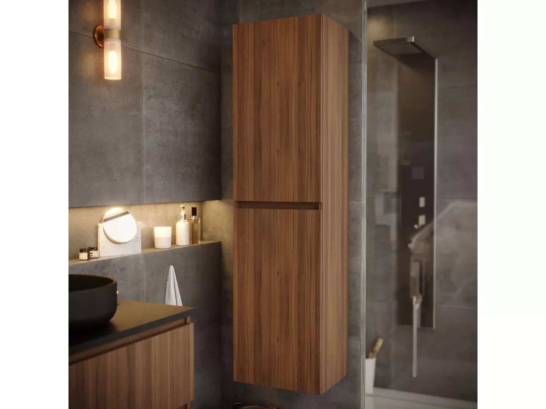 Colonne de salle de bain ORON 2 portes 150x40x31,5 cm noyer T-BATH