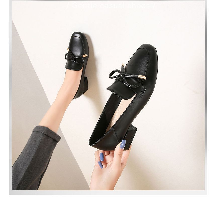 Anran - Loafers met blokhak en strik
