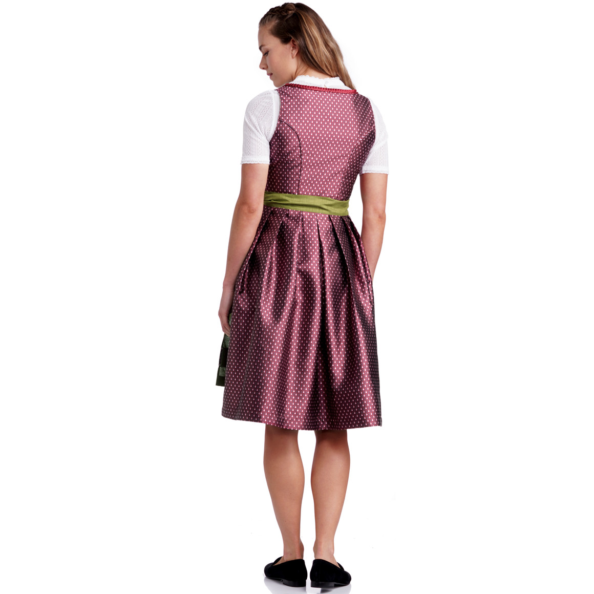 Gina Benotti Damen Dirndl mit Jacquard-Muster dunkelrot / dunkelgrün