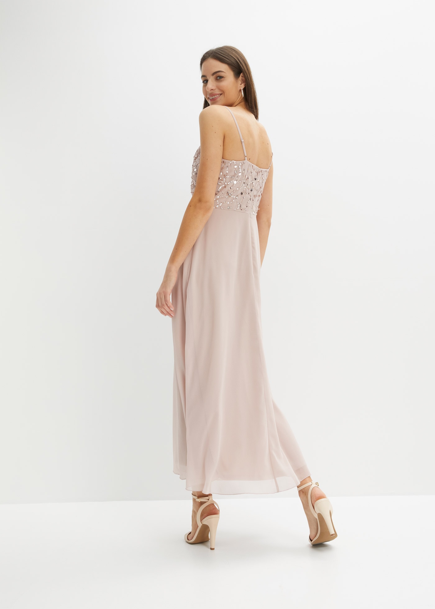 bonprix Trägerkleid »Trägerkleid mit Paillettenstickerei« Trägerkleid mit Paillettenstickerei