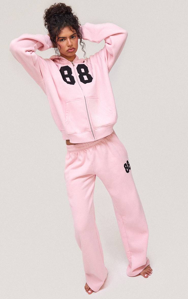 Rose Jogging Jambes Larges Imprimé 88