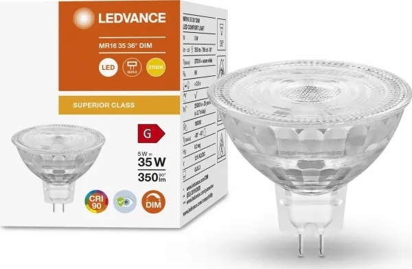 Ledvance LEDVANCE LED Comfort MR16 36° 350lm 5W/927 (35W) GU5,3 dæmpbar