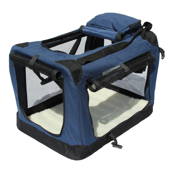 Transportadora dobrável para cães Yatek com entradas laterais e superiores, oferecendo alta visibilidade, conforto e segurança para o seu animal de estimação, tamanho M (60 x 42 x 42 cm).