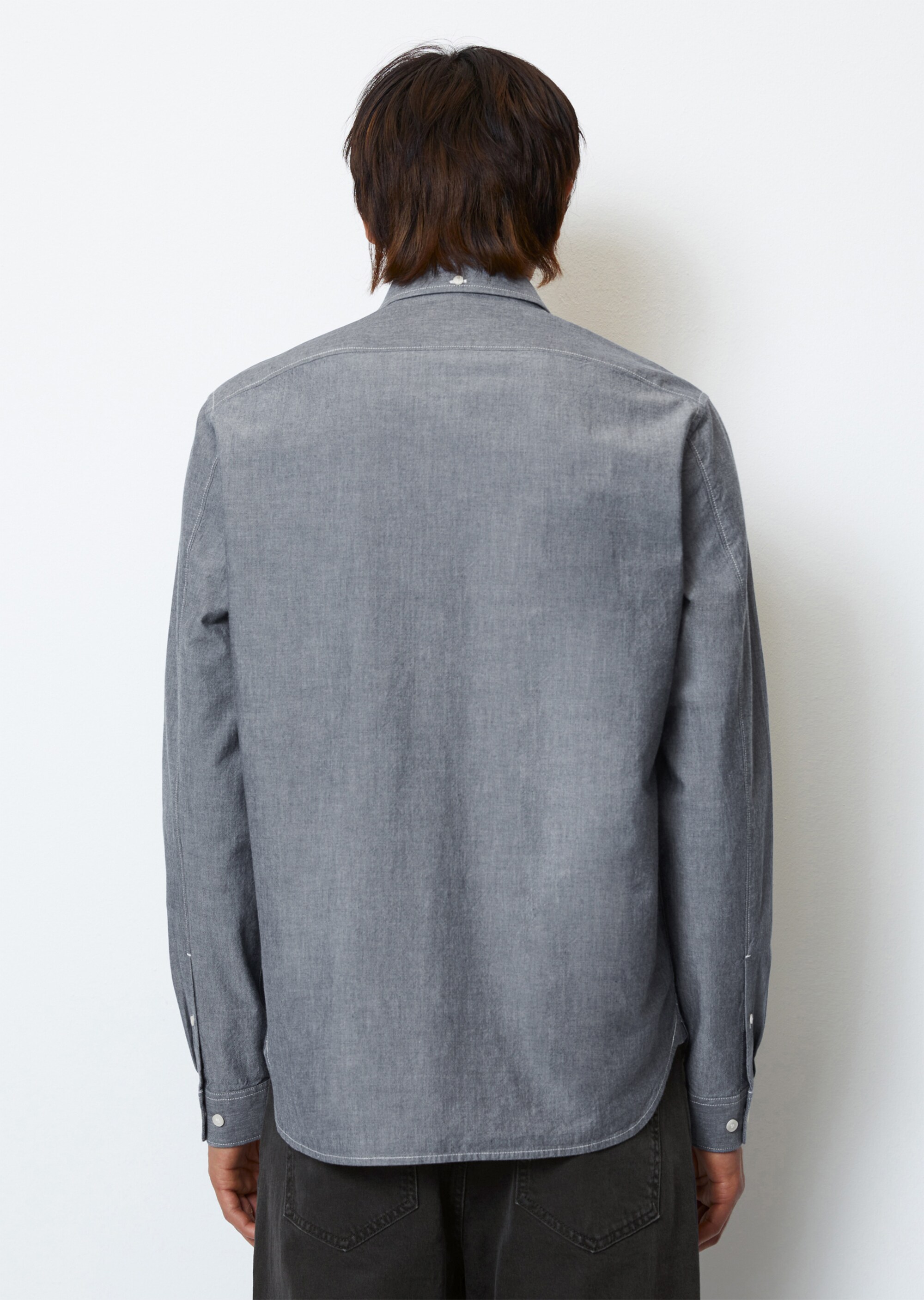 Chambray-Hemd regular mit Button-Down-Kragen