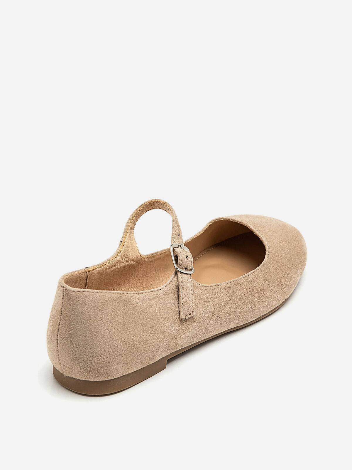 Ballerines en suédine à bride- Taupe