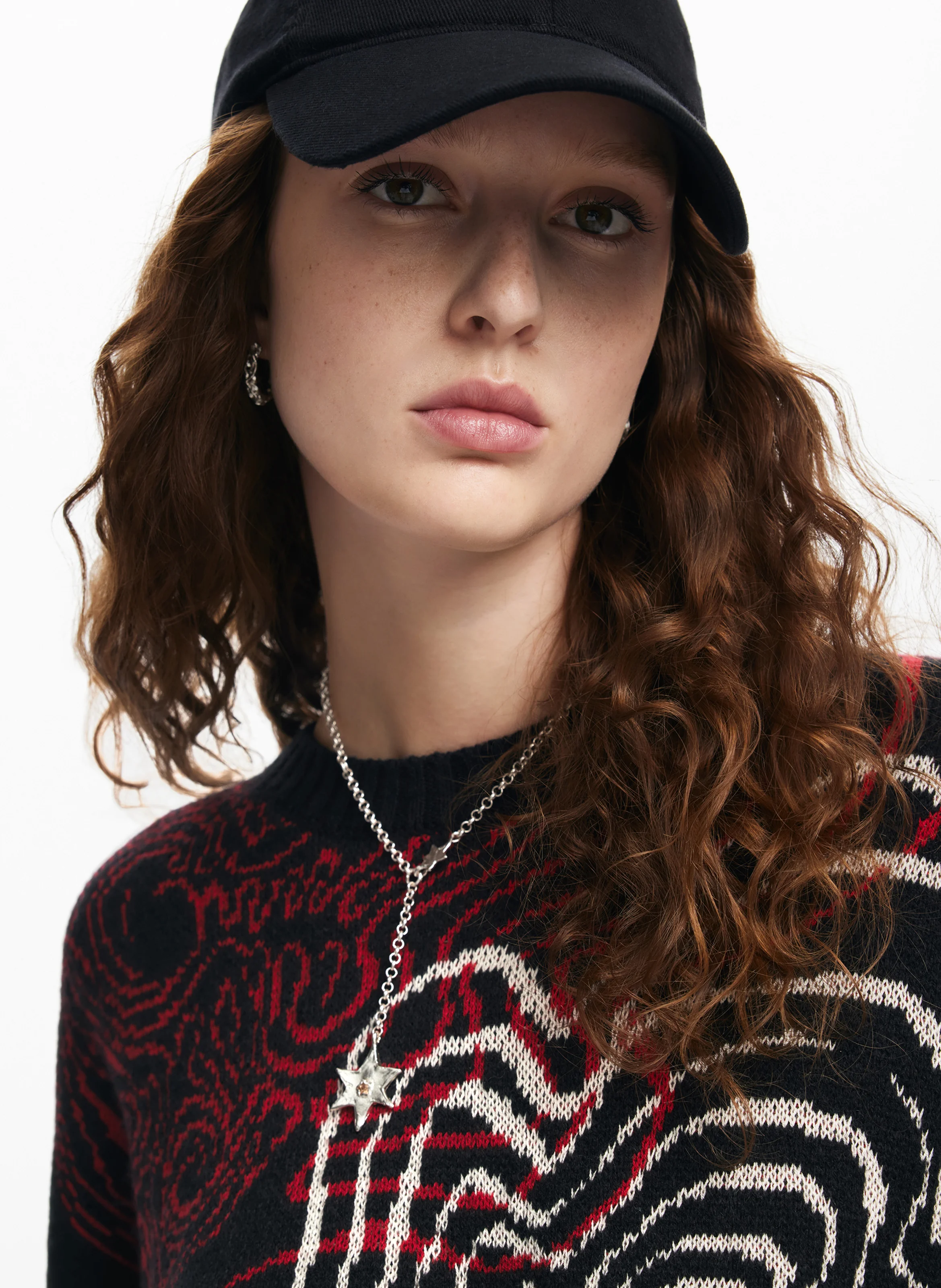 Pull col rond imprimé | Noir