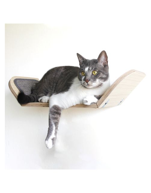 All For Paws Skywalk - Scratcher Lounge Bed With Catnip Ball - Wandkrabpaal - 40x9x29 cm Grijs