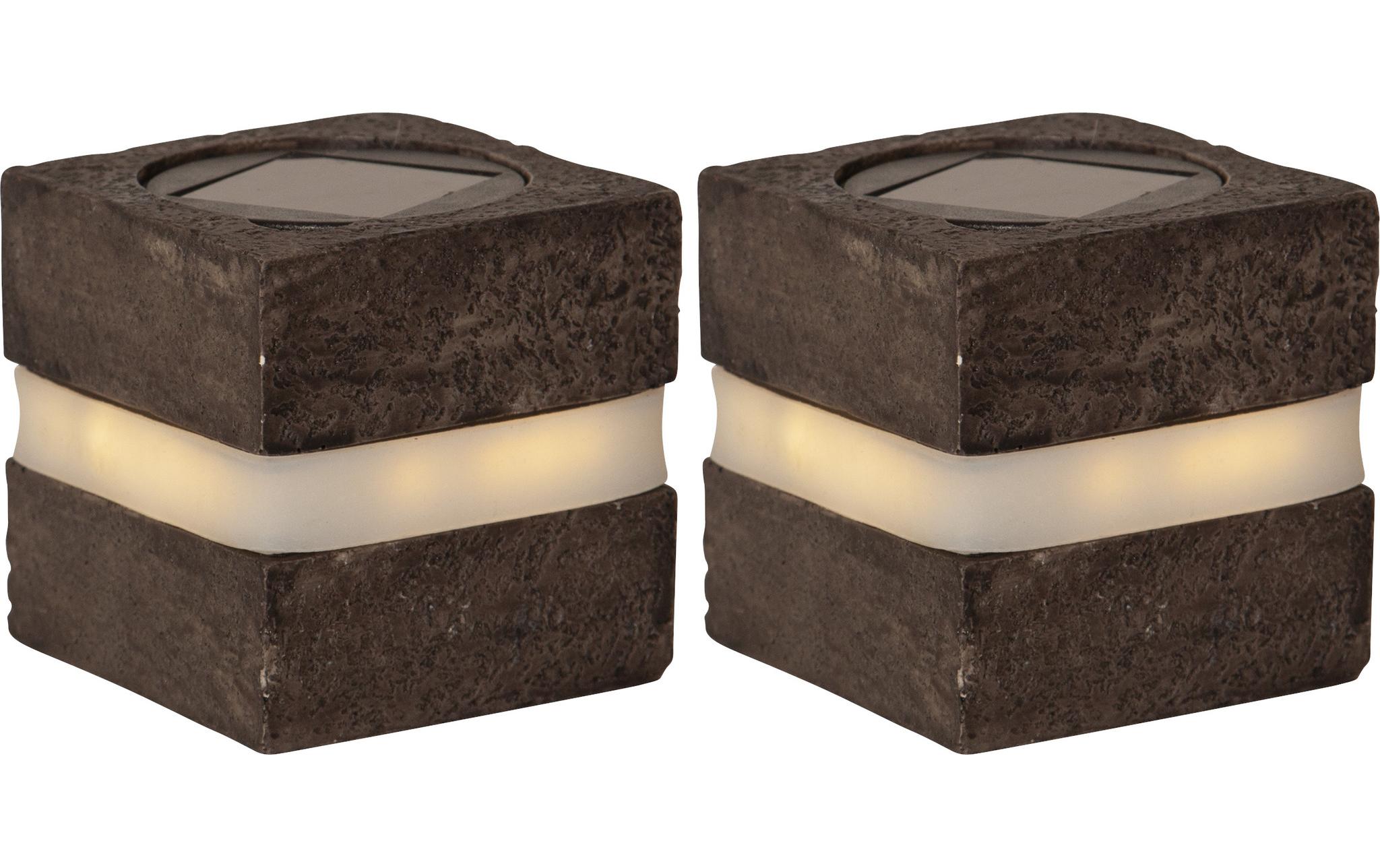 Solar Decoration Stonecube Warmweiss, GrauSolargartendekoration